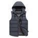 Men's Work Vest Winter Cotton Padded Sleeveless Jacket With Zipper Pockets, Custom Printing Team Uniform, Loose Fit Casual Wear For Youth (Black/_viptrois.com