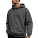 Men's Loose Fit Jacquard Hooded Sweatshirt - Solid Color Long Sleeve Pullover For Casual Wear_viptrois.com