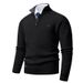 Men's Thermal Knit Sweater, Half-Zip Stand Collar, Vertical Ribbed Design, Thickened Winter Warm Pullover, Business Casual & Streetwear Fashion_viptrois.com