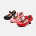 Girls High Heels Princess Shoes 2024 Spring And Autumn Models Medium And Large Children Red Student Performance Dance Shoes Small Leather Shoes_viptrois.com