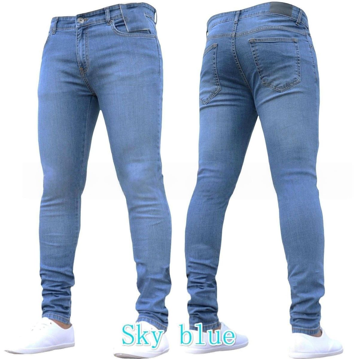 Slim And Slimming Elastic Denim Men's Pants, Black Tight-fitting Skinny Pants_viptrois.com