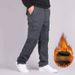 Men's Fleece-Lined Cargo Pants – Multi-Pocket Workwear For Outdoor & Casual, Relaxed Fit With Reinforced Stitching_viptrois.com