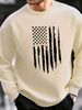 Men's Loose Casual Fashionable American Flag Print Round Neck Long Sleeved Pullover Hoodie For Autumn And Winter_viptrois.com