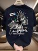 【DORAE】2026 Cotton T-shirt (Combed Cotton) Navy ("Grunge Butterfly" Print & Color-Splash Accent) – Aesthetic Casual Style For Urban Commute_viptrois.com