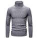 Men's Slim Fit High Neck Sweater – Korean Style Stretch Knit Pullover For Autumn & Winter (M-XXXL) – Breathable Polyester Blend Casual Turtleneck_viptrois.com
