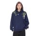 Plant Vine Floral Embroidery Hoodie Unisex Trendy High Street Vibe Niche Design Loose Sweatshirt_viptrois.com