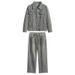 American Denim Suit For Men Versatile Spring Autumn Jacket Jacquard Casual Trend Lapel Shirt Wide Leg Pants_viptrois.com