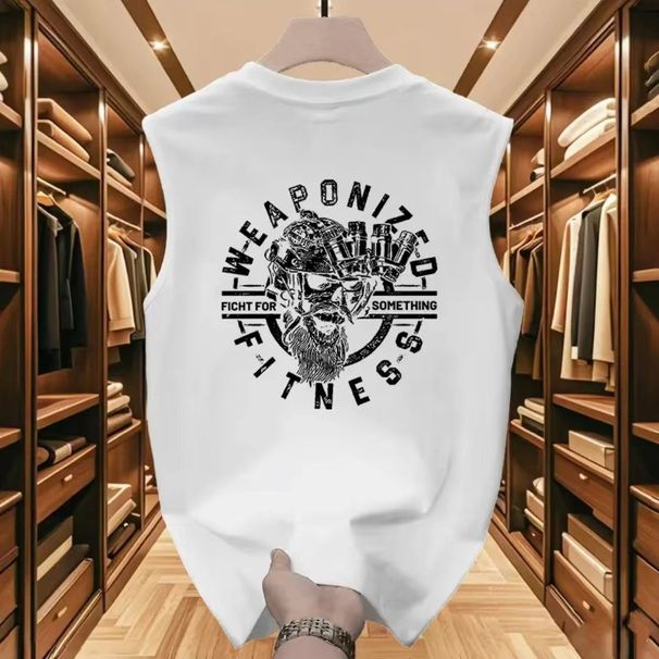 American Retro Personalized Pure Cotton Vest Loose Version Trend Ins Summer Ruffian Handsome Men's Sports Breathable Sleeveless T-shirt_viptrois.com