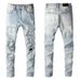 Vintage Distressed Denim Jeans For Men - Relaxed Fit Straight Leg Baggy Pants With Washed & Ripped Details_viptrois.com