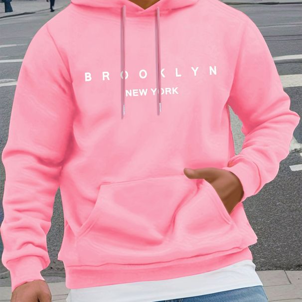 Men's Autumn And Winter Casual Fashion Loose Hooded Sweatshirt Brooklyn Classic Letter Print Warm Long Sleeved Pullover_viptrois.com