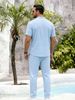 Summer Men's Short Sleeve Shirt And Trousers Two Piece Set Solid Color Casual Suit For Beach Vacation Mature Style_viptrois.com