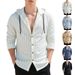 Summer Lightweight Waffle Knit Hoodie Shirt Single Breasted Full Button Placket Casual Top_viptrois.com