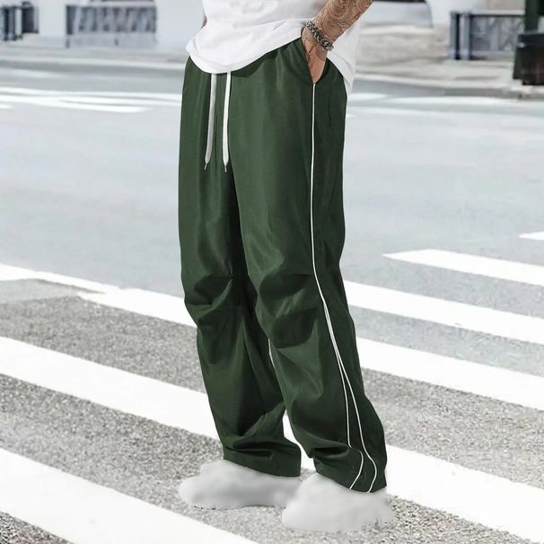 Men's Quick-Dry Casual Pants - Summer Breathable Straight Fit Trousers With Striped Design, Durable & Versatile For Daily Wear_viptrois.com