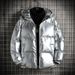 Men’s Winter Puffer Jacket – Thickened Polyester Shell With Fleece Lining, Hooded & Zip-Up Short Coat In Metallic Colors_viptrois.com