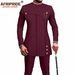 Men's Slim Fit African Print Two-Piece Set – Breathable Polyester Muslim Prayer Outfit_viptrois.com