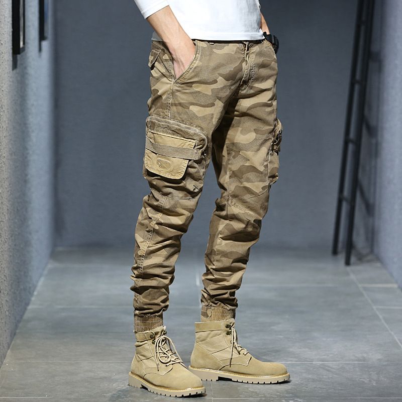 Men's clothing outdoor straight leg leg camo pants fit fit six bags stretch cargo pants_viptrois.com