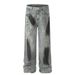 Men's Clothing Punk Wasteland Ink Splash Hole Straight Jeans High Street Trend Niche Spray Painting Old Dirty Wide Leg Trousers Men_viptrois.com