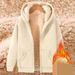 Men's Clothing Couple Plus Velvet Thick Warm Loose Student Hooded Men's Pullover Trendy Brand Ins Lambskin Jacket_viptrois.com