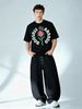 Vintage Thistle Flower Star Arc Letter Graphic Cotton T-Shirt Men's Casual Streetwear Tee_viptrois.com