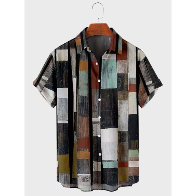 Summer New Fashion 3D Printed Hawaiian Short Sleeve For Men, Large Size Loose Vacation Beach Shirt_viptrois.com