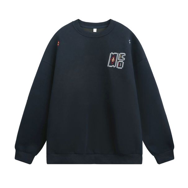 Ethnic Style Contrast Color Embroidered Heavyweight Crewneck Sweatshirt Men's Autumn Fashion Loose Fit Pullover Top_viptrois.com