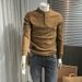 Loom European Station Spring Summer New Stylish Sweatshirt Casual Simple Solid Color Embroidery Trendy Men's Henley Neck Long_viptrois.com