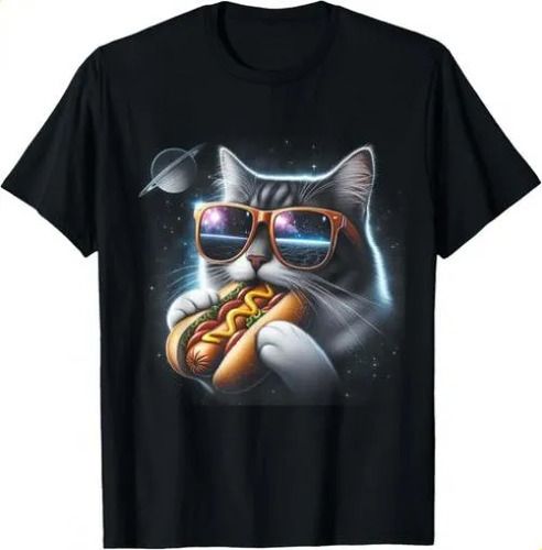 T-shirtfunny Cat Eating 2026 Hotdog In Kitty Space Galaxy T_viptrois.com