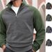 Men's Fleece Zip-Up Hoodie – Winter Thermal Stand Collar Pullover With Color Blocking For Casual Streetwear_viptrois.com