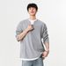 Japanese Style College Wind Waffle Fake Two-Piece V-Neck Men's Spring High-End Layered Base S Design Long Sleeve_viptrois.com