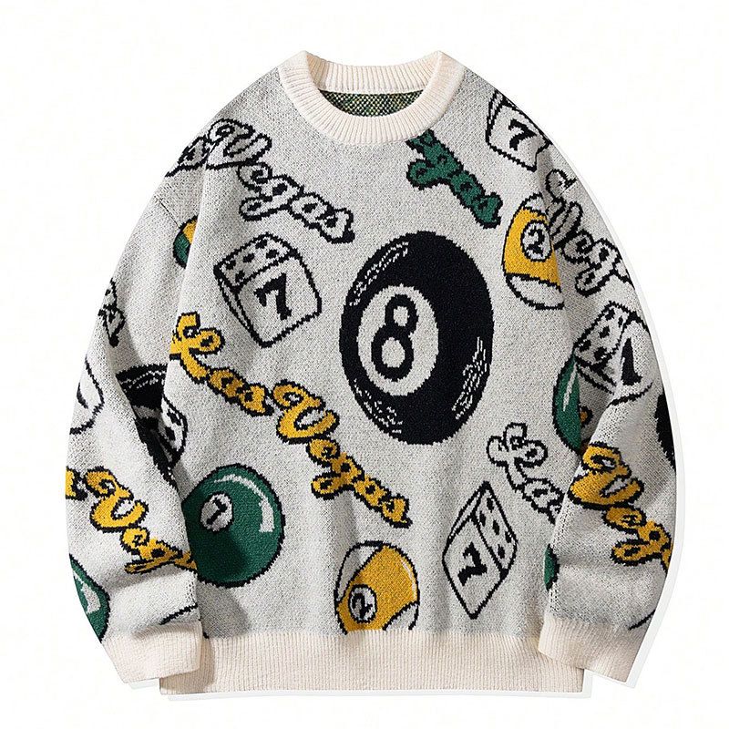 Men's Clothing Crew Neck Sweater Men's New Autumn And Winter Trendy Jacquard Knit Sweater Youth Warm Base Layer_viptrois.com