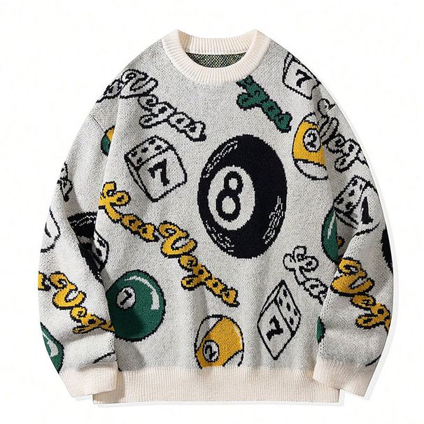 Men's Clothing Crew Neck Sweater Men's New Autumn And Winter Trendy Jacquard Knit Sweater Youth Warm Base Layer_viptrois.com