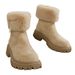 Large-size snow boots women's new autumn and winter short boots with wool and thick wear cotton shoes_viptrois.com