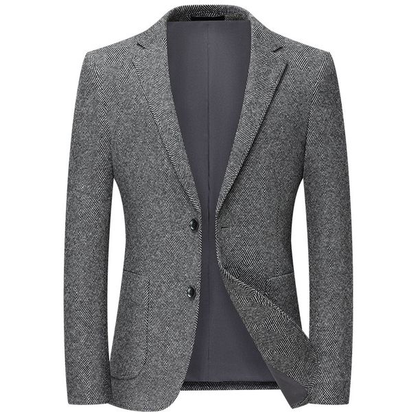 Men's Clothing Lacebert Autumn And Winter Plaid Wool Suit For Middle Aged And Young Men's Suits, Slim Fit Wool Casual Single Breasted Jacket_viptrois.com