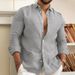 Men's Clothing New Cotton And Linen Solid Color Men's Fashion Shirt Youth Casual Long Sleeve_viptrois.com