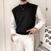 Men's Clothing Autumn And Winter New Fake Two Piece Black Sweater Men's College Style Knitted Sweater Boys Lazy Style Men's Clothing Trend_viptrois.com