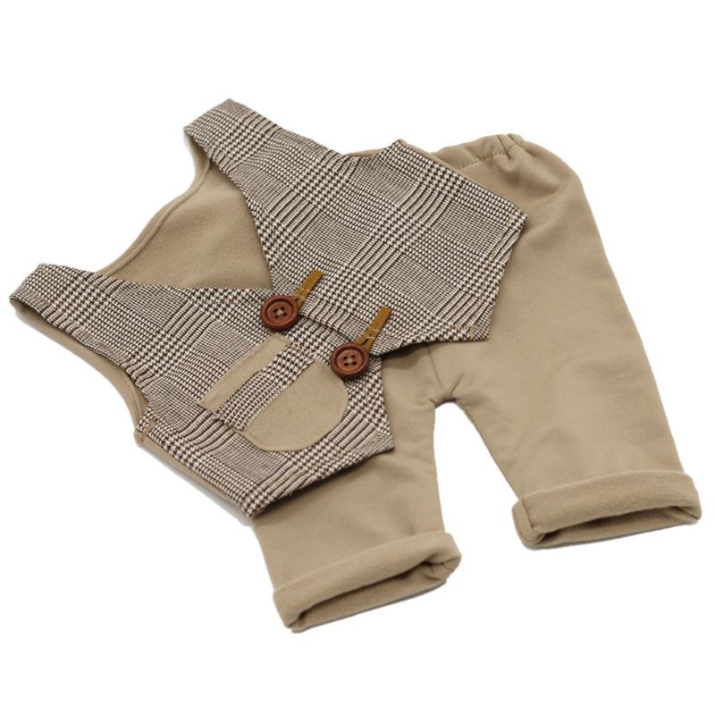 2pcs Newborn Baby Boys Cute Gentleman's Plaid Vest and Shorts Costume Prop Outfits Photo Photography Props_viptrois.com