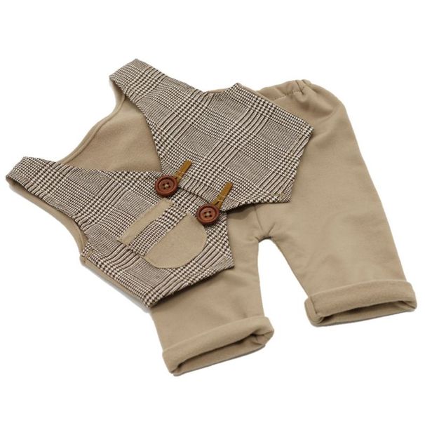 2pcs Newborn Baby Boys Cute Gentleman's Plaid Vest and Shorts Costume Prop Outfits Photo Photography Props_viptrois.com