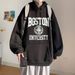New Letter Hooded Fleece Hoodie With Trendy Temperament, Fashionable And Versatile Loose Top_viptrois.com