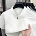 Explosive Punched Solid Color Half Pull Chain Quick Drying T-shirt 2025 Summer New Breathable Round Neck Thin Short_viptrois.com