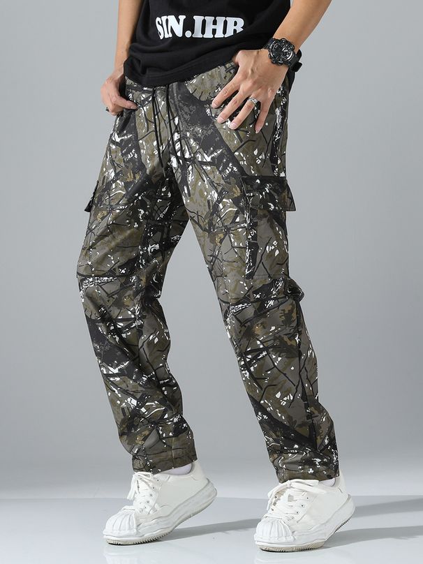 Men's Camouflage Jogger Pants - High Waist Elastic Casual Trousers With Drawstring, Trendy Streetwear For Running & Daily Wear_viptrois.com