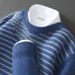 Nordmann Men's Wool Round Neck Color Block Jacquard Thickened Sweater Versatile Fashion Cashmere Knitted Base Shirt Top_viptrois.com