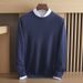 Nordmann High-End Men 100% Pure Cashmere Round Neck Simple Pullover Sweater Loose Warm Knitted Base Shirt_viptrois.com