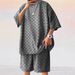 Men's Clothing Checkerboard Spring And Summer Loose Sports Casual Two Piece Suit_viptrois.com