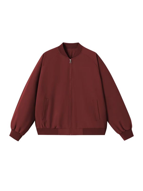Men’s MA-1 Inspired Bomber Jacket – Lightweight Slim Fit Flight Jacket With Ribbed Hem & Zipper Closure (Black/Burgundy/Olive/Cream)_viptrois.com