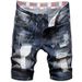 Men's Clothing Men's Ripped Denim Shorts Loose Straight Leg Summer Paint Look Trendy Distressed Five Point Pants_viptrois.com