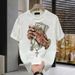 Men's Clothing new European and American men's hot selling trendy printed pure cotton round neck short sleeved T shirt_viptrois.com