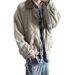 Men's Clothing Corduroy Retro Pu Leather Lapel Jacket For Men And Women Street Vintage Loose Casual Contrast Color Couple Jacket_viptrois.com