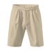 Men's Clothing Summer Thin Linen Breathable Solid Color Beach Sports Casual Loose Five-Point Shorts_viptrois.com