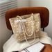 Women's Shoulder Bags Straw-woven Lace Single-shoulder Bag, Handbag, Women's Large-capacity Bucket Bag_viptrois.com