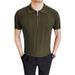 Men's Clothing Short Sleeve Knitted Sweater Summer Striped Half-Zip Shirt Slim Fit Short Sleeve Knit Top – Breathable & Stylish (Black, White, Green)_viptrois.com